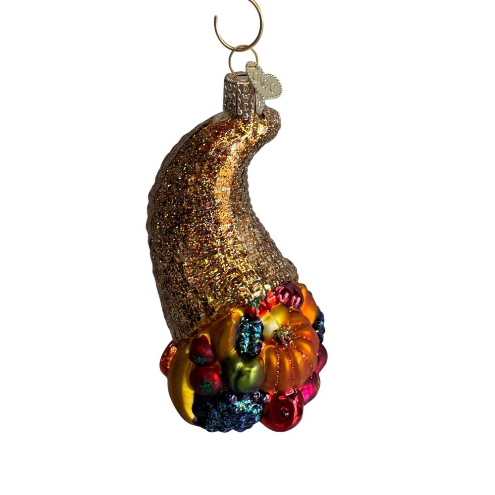 Old World Christmas Glitter Cornucopia Horn Of Plenty Ornament Box Tag 4.5" - Picture 6 of 9
